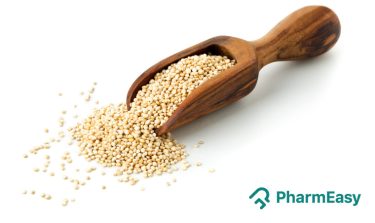 quinoa in wooden spoon